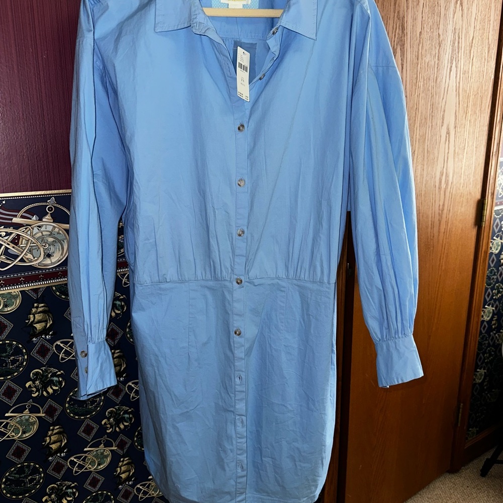 Maeve Blue Button-Up Shirt Dress